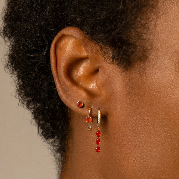 Large Carnelian Hoop Earrings