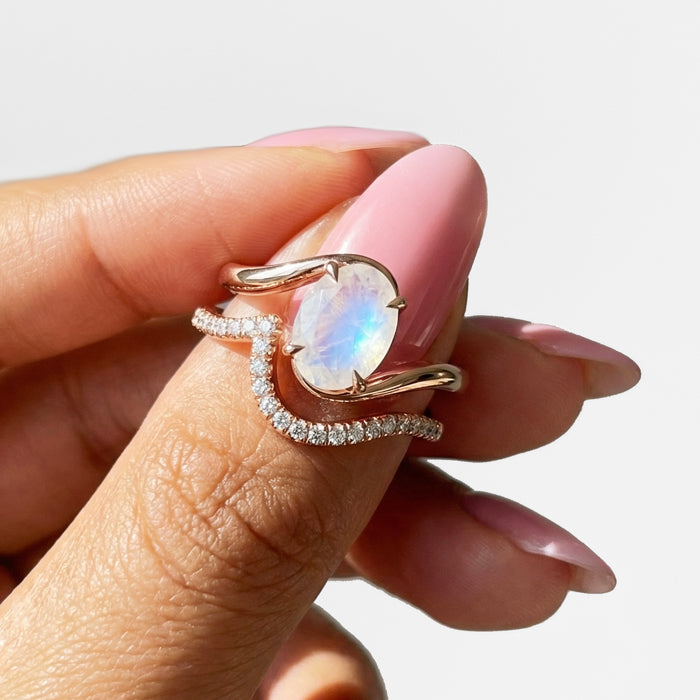Twisted Moonstone Stackable Ring Set
