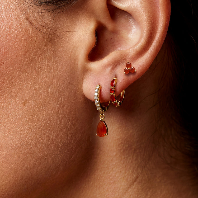 Carnelian Hoop Earrings - Pear
