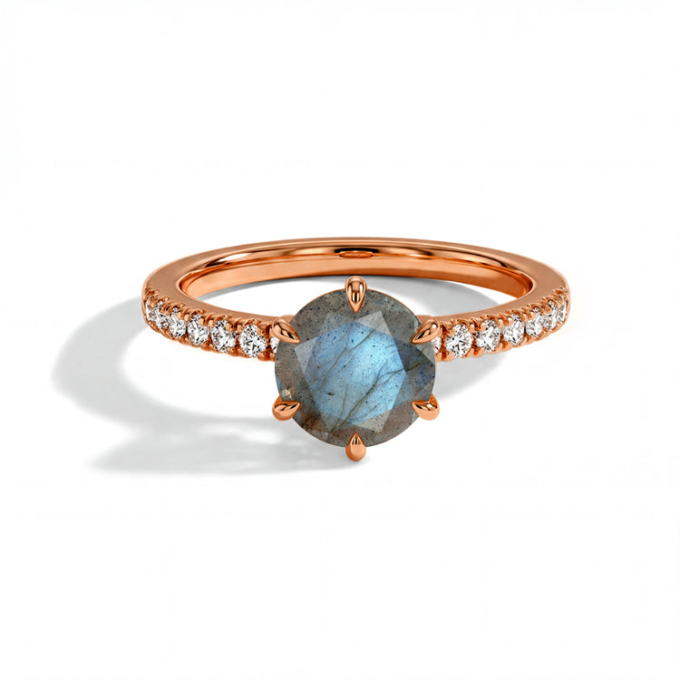 Round Labradorite Solitaire Ring