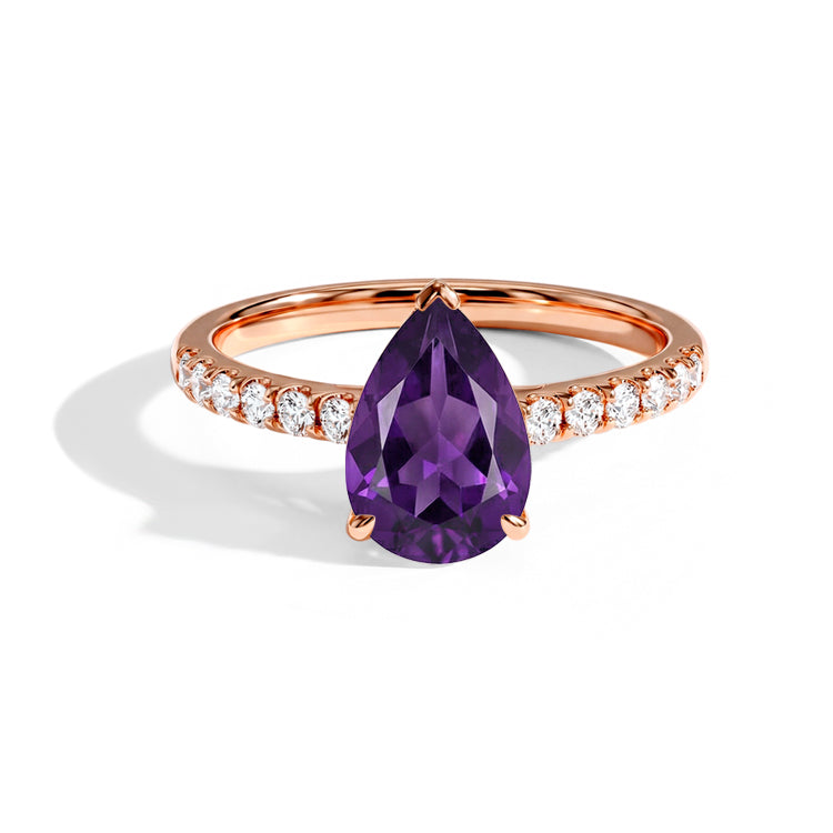 Teardrop Amethyst Promise Ring