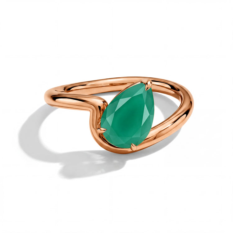 Contemporary Pear Green Agate Ring