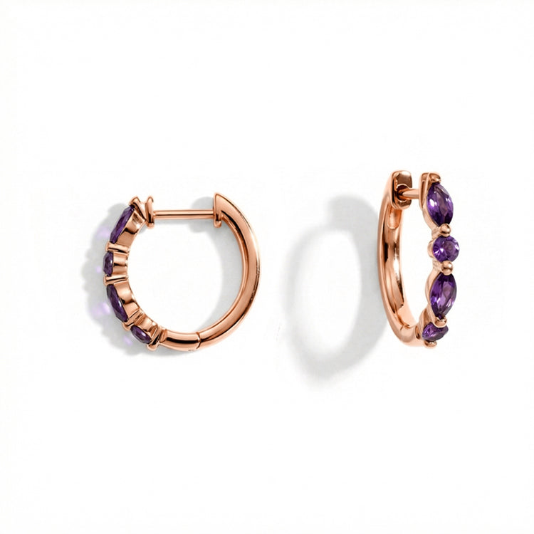 Amethyst Huggies Earrings - Elegant