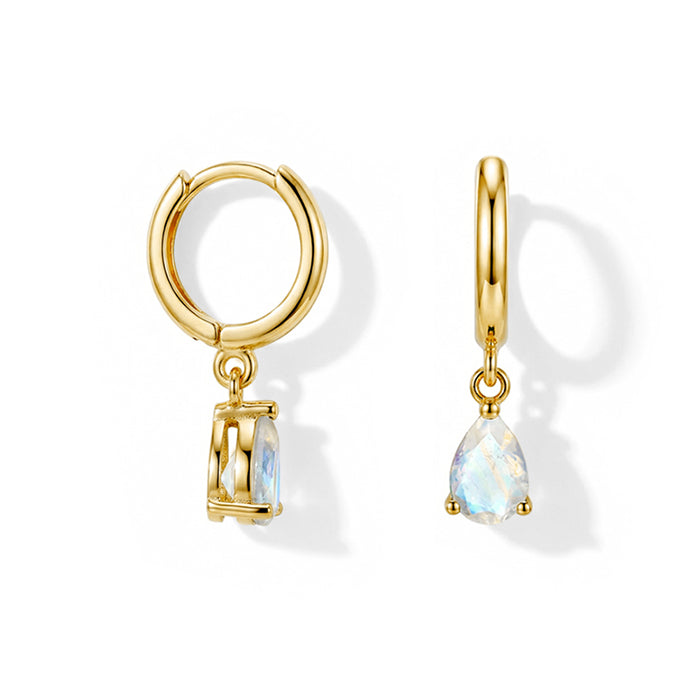 Moonstone Teardrop Hoop Earrings