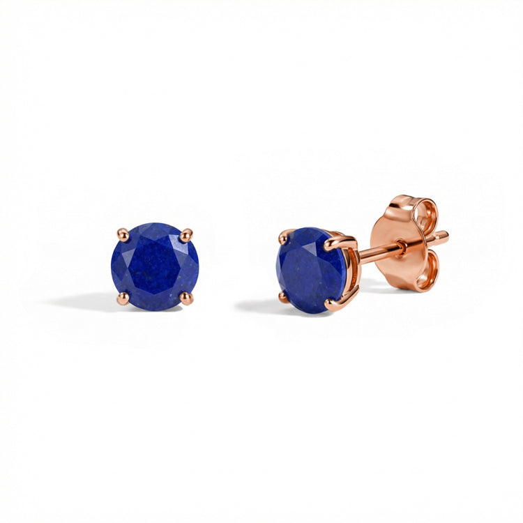 Lapis Lazuli Round Stud Earrings