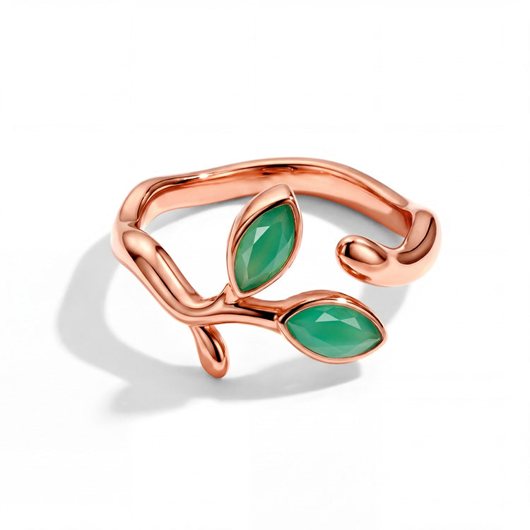 Adjustable Green Agate Vine Ring