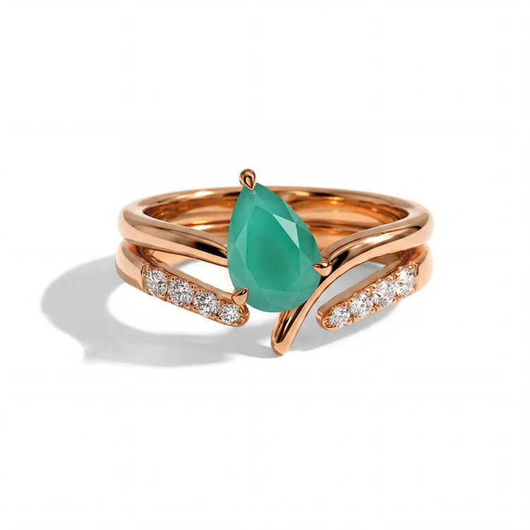 Green Agate Double Statement Ring