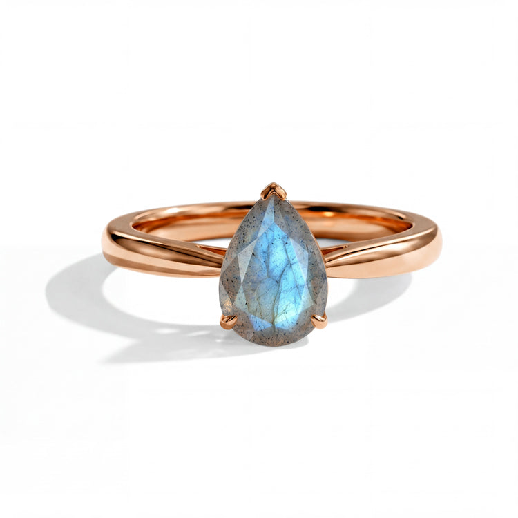 Pear Labradorite Solitaire Ring