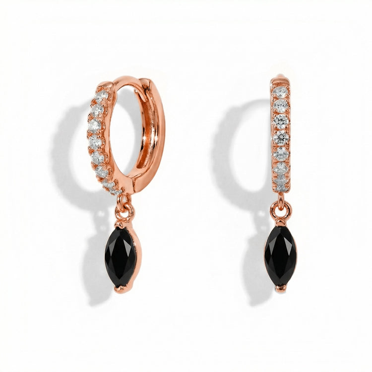 Hoops Earrings - Black Onyx Marquise
