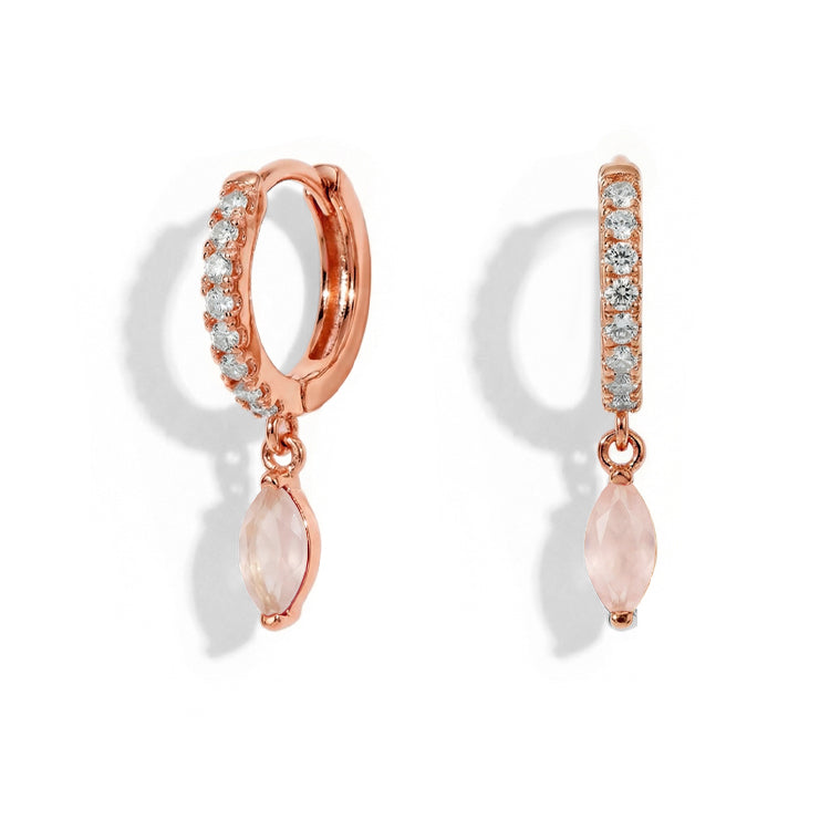 Hoops Earrings - Rose Quartz Marquise