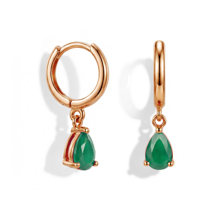 Green Agate Hoop Earrings