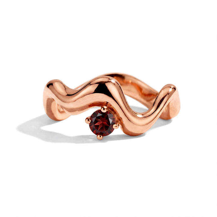 Wave-Twisted Garnet Ring