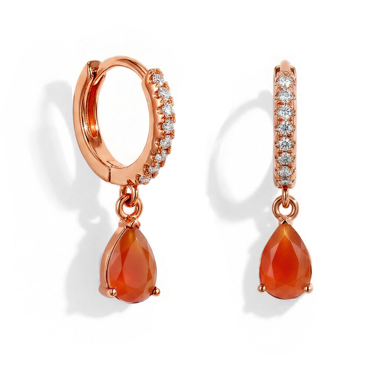 Carnelian Hoop Earrings - Pear
