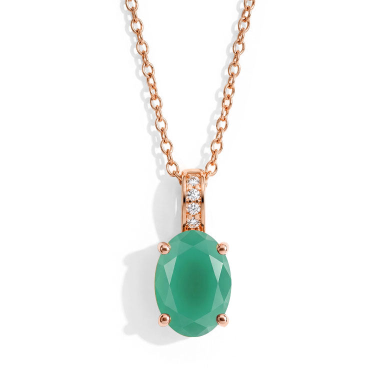 Green Agate Necklace - Oval