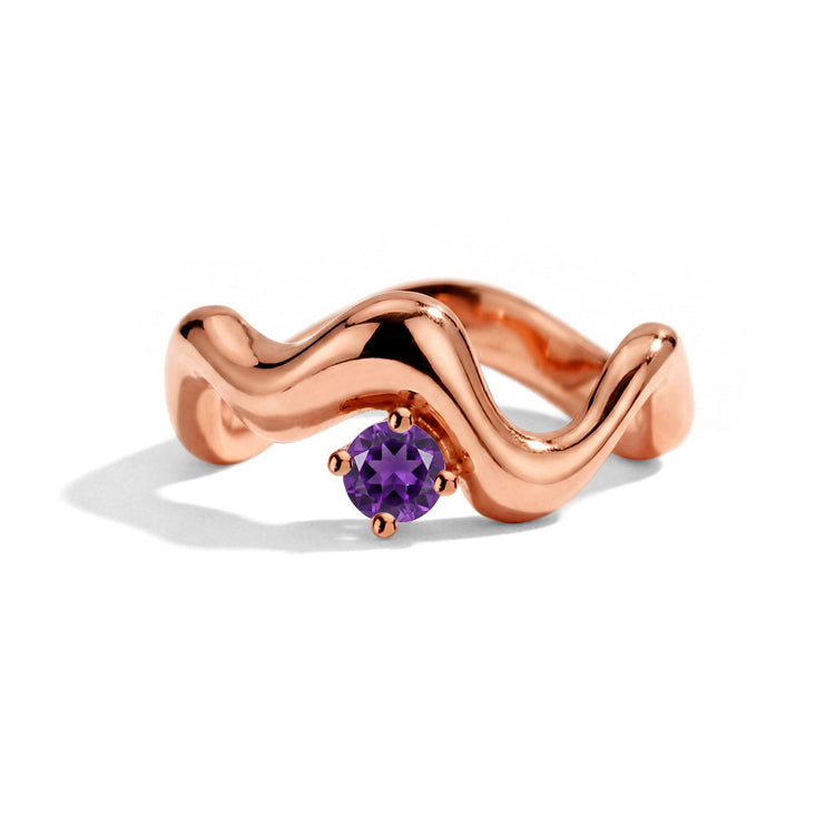 Wave Amethyst Statement Ring