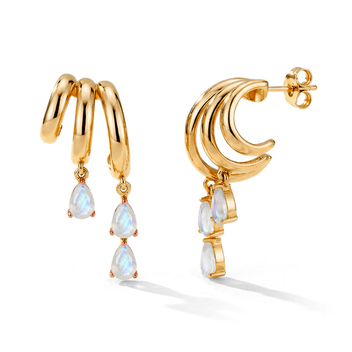 Stacked Moonstone Earrings