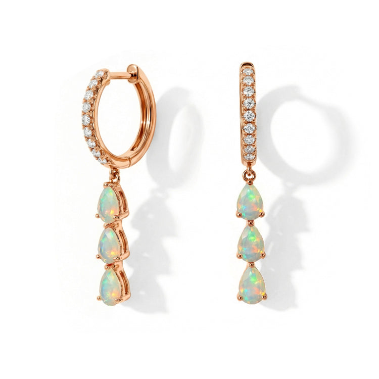 Long Opal Hoop Earrings