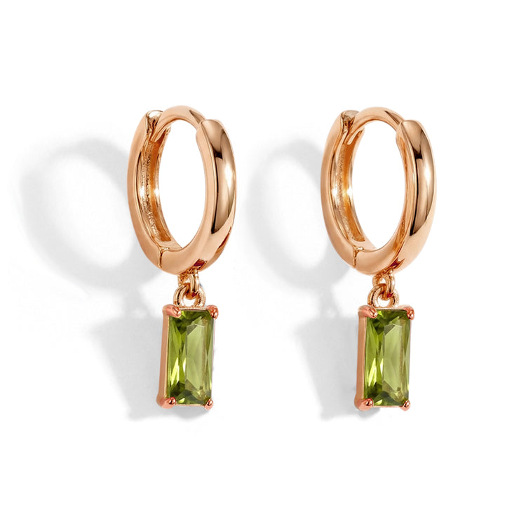 Rectangular Peridot Hoop Earrings