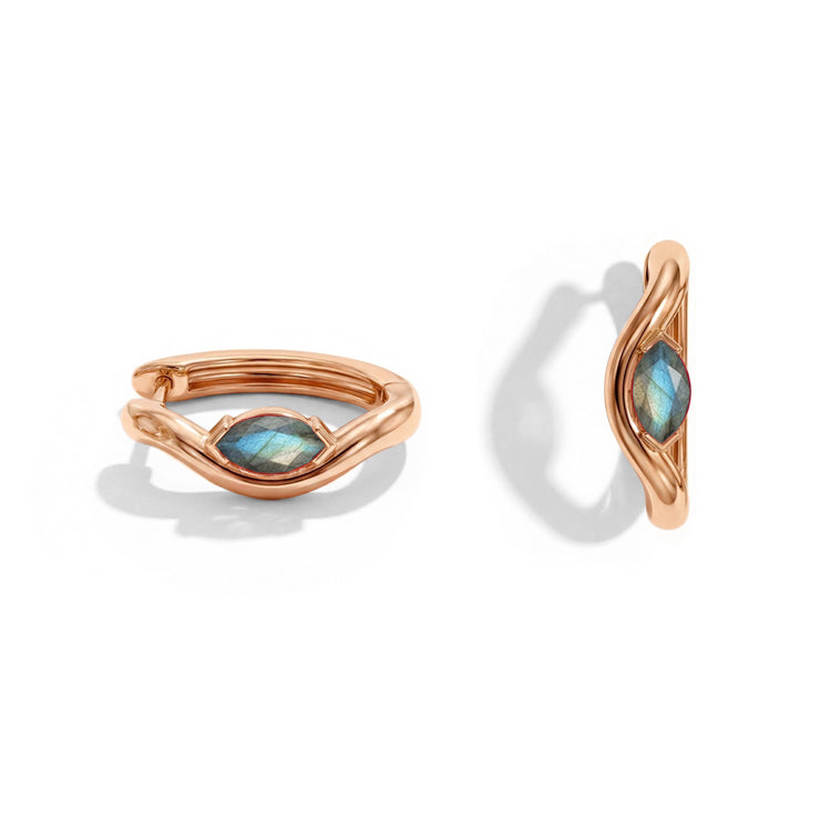 Twisted Labradorite Huggies Earrings