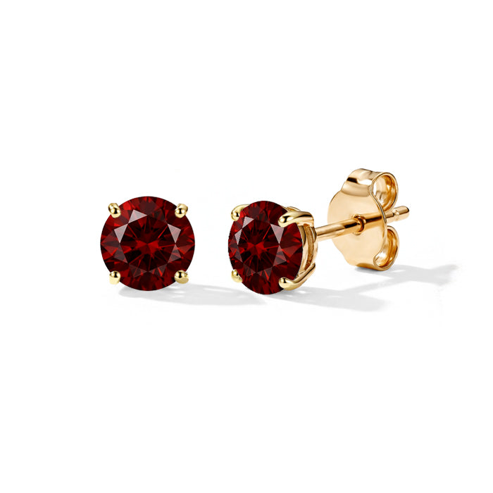 Garnet Round Stud Earrings