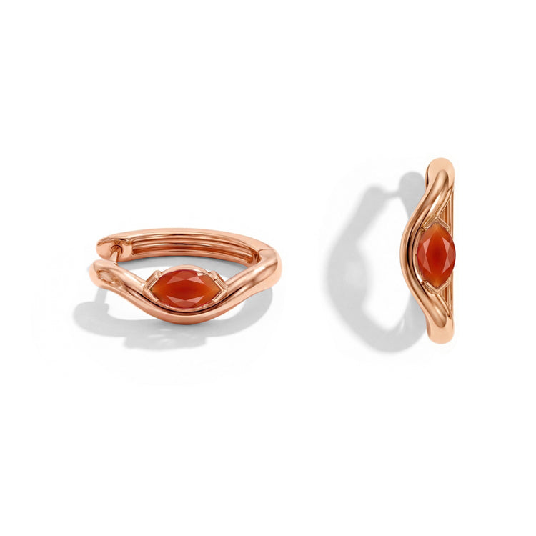 Twisted Carnelian Huggies Earrings