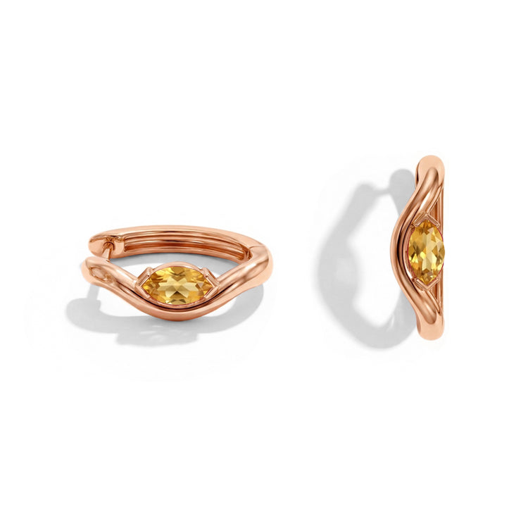 Twisted Citrine Huggies Earrings