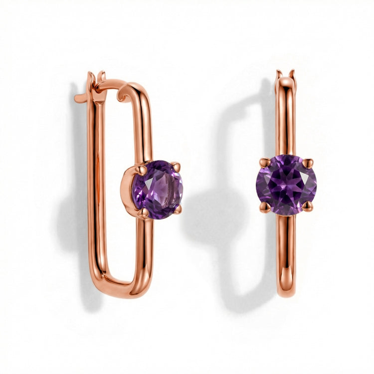 Large Amethyst Hoop Earrings