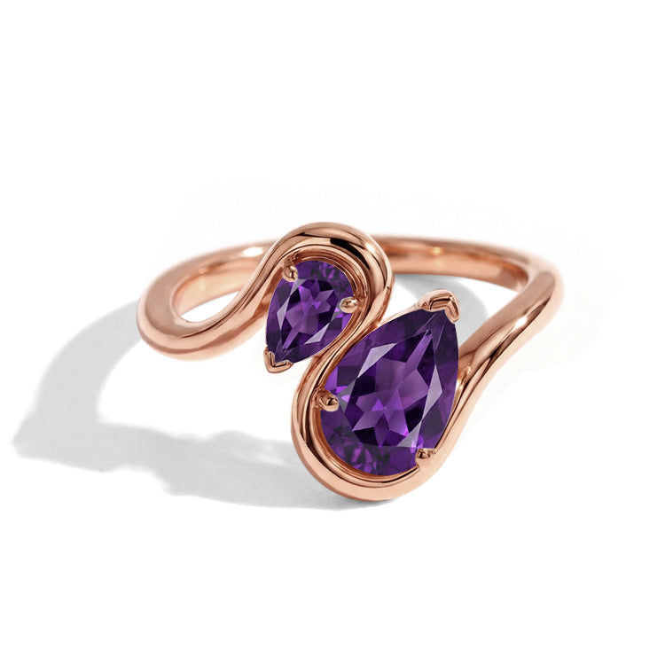 Pear Amethyst Stacking Ring