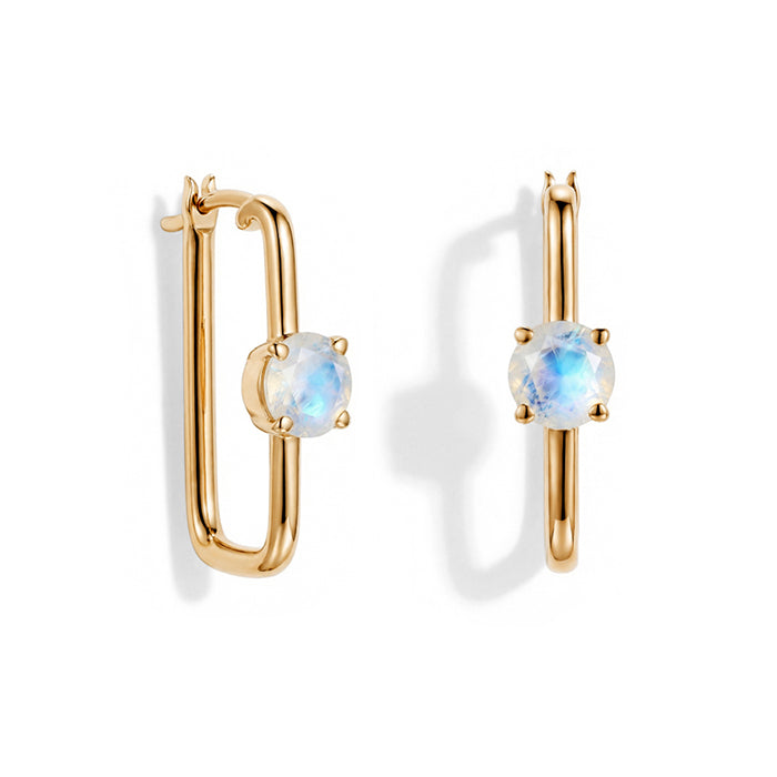 Large Hoop Earrings - Round Moonstone