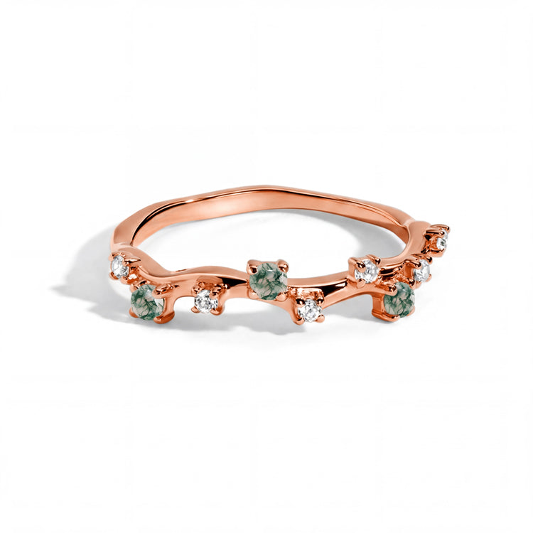 Dainty Moss Agate Stacking Ring