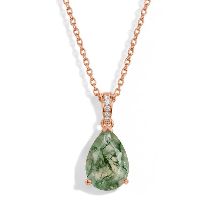 Moss Agate Necklace - Pear