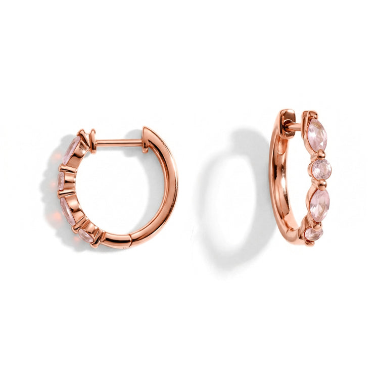 Rose Quartz Huggies Earrings - Elegant