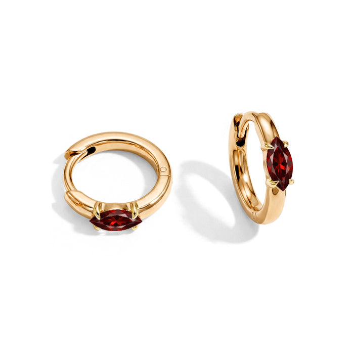 Huggies Garnet Earrings - Marquise