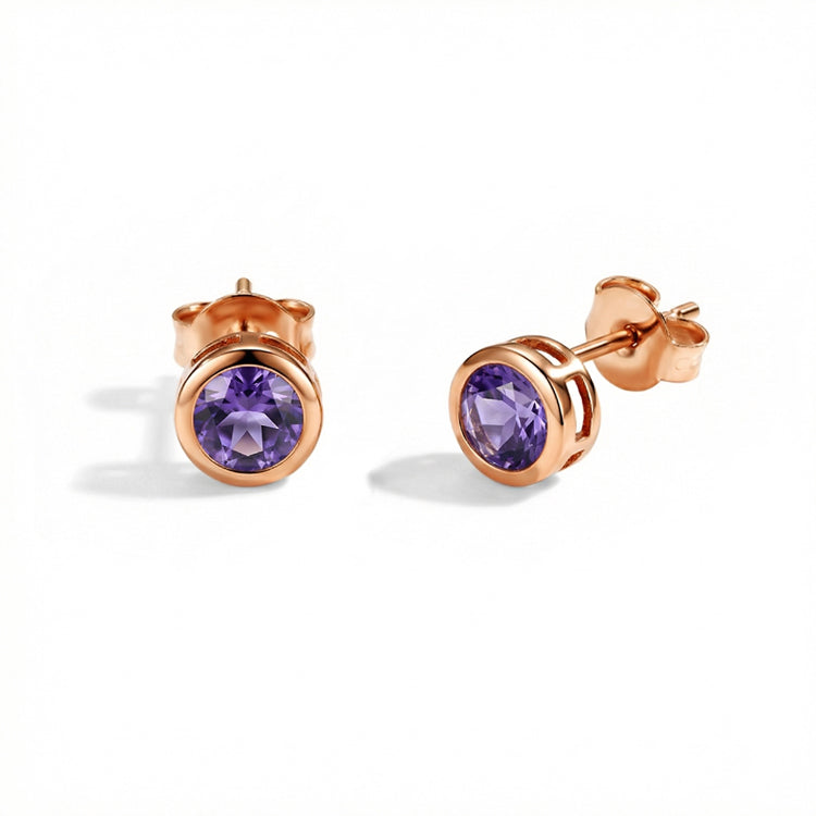 Amethyst Stud Earrings - Stackable