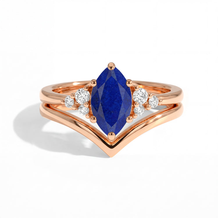 Marquise Lapis Lazuli Ring Set