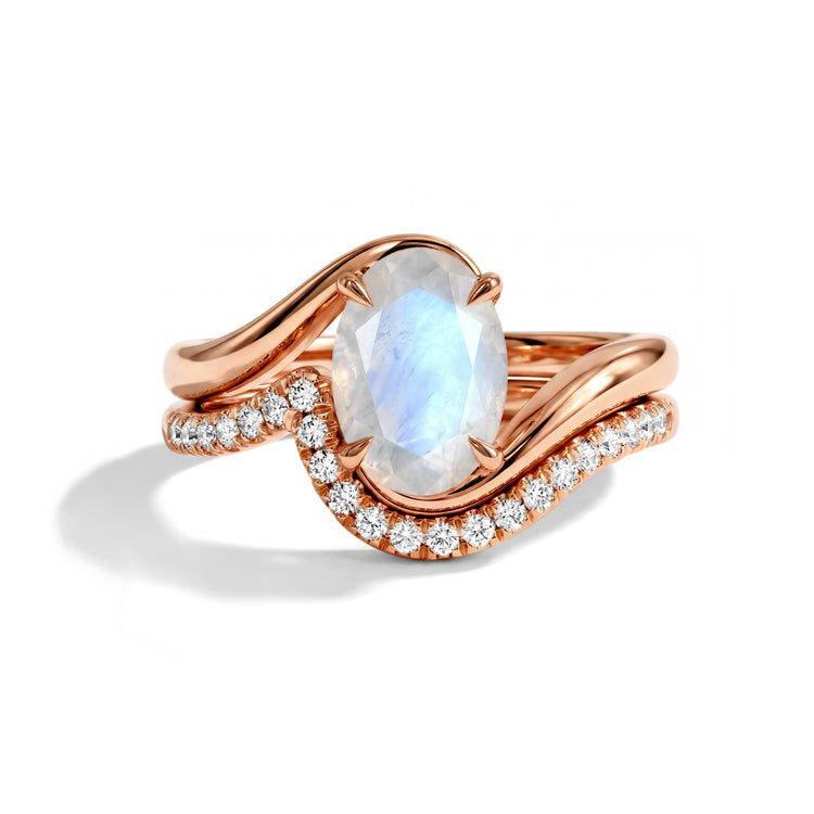 Twisted Moonstone Stackable Ring Set