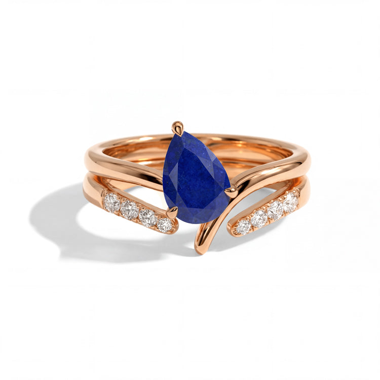 Lapis Lazuli Stackable Double Ring Set