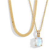 Snake chain & Oval Moonstone Necklace