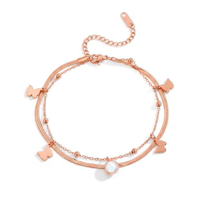Moonstone Bracelets - Butterfly Double Stacking