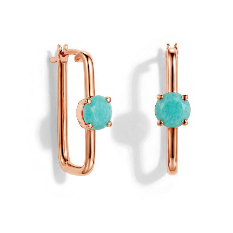 Large Amazonite Hoop Earrings
