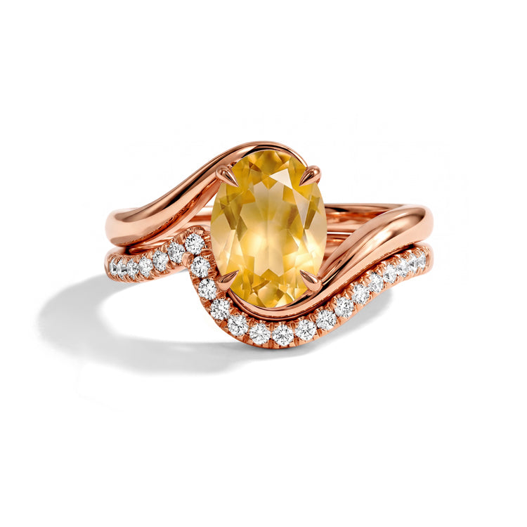 Citrine Double Band Ring Set