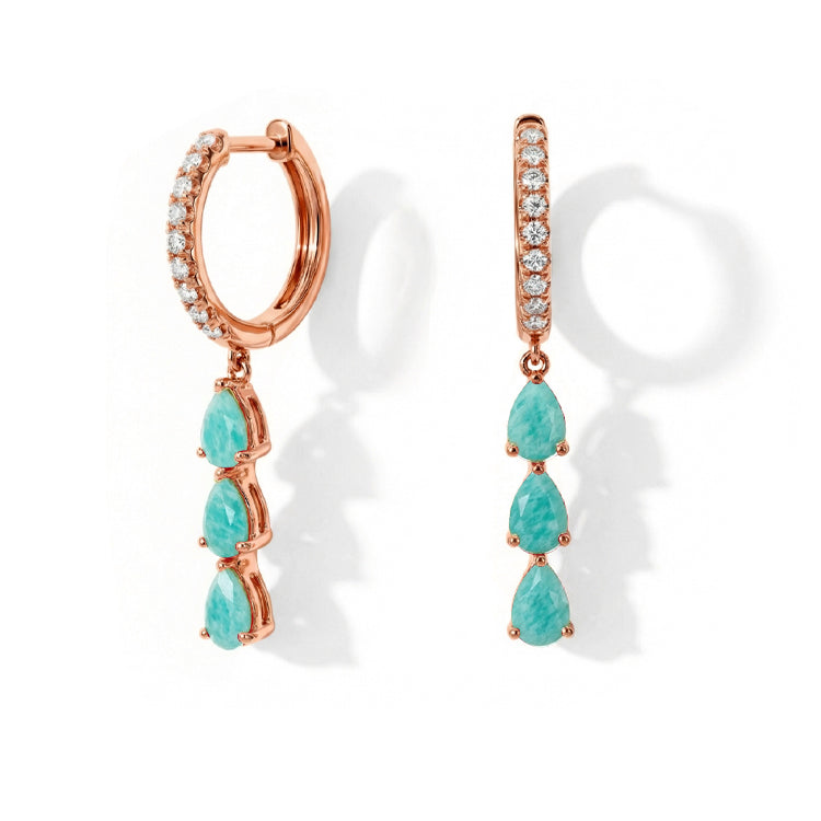 Long Amazonite Hoop Earrings