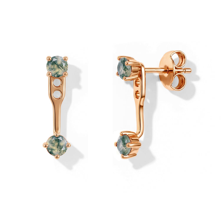 Moss Agate Earrings - Front & Back