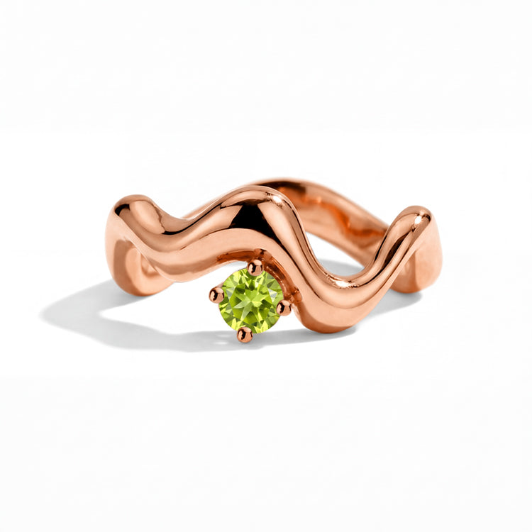 Wave-Twisted Peridot Ring