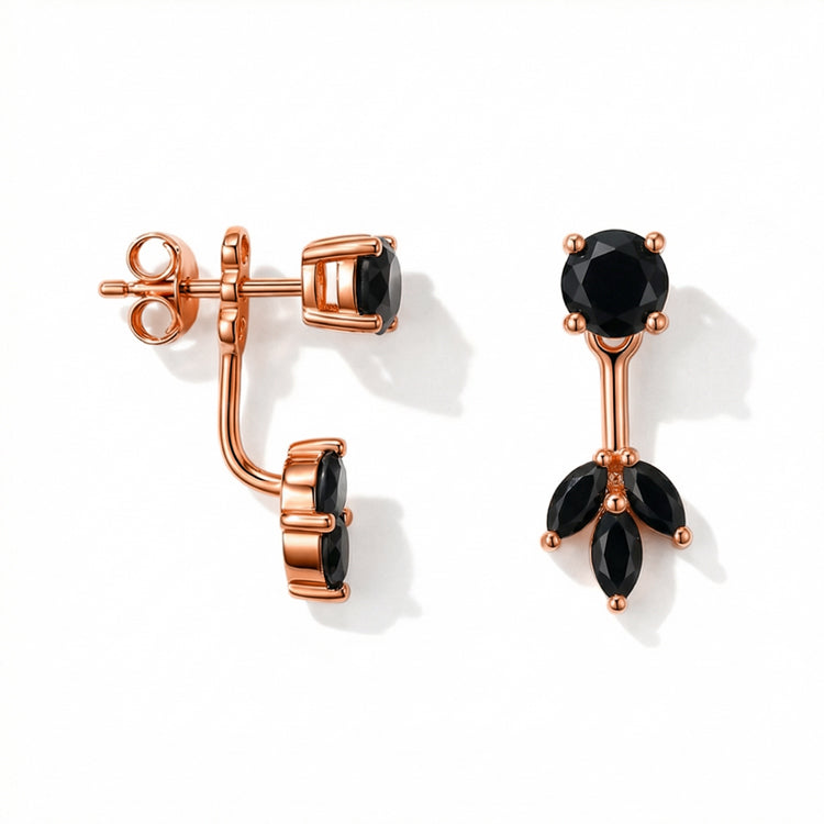 Black Onyx Earrings - Front & Back