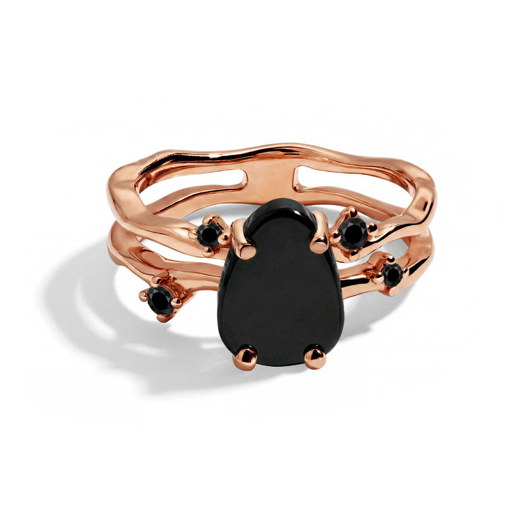 Asymmetrical Black Onyx Stack Ring