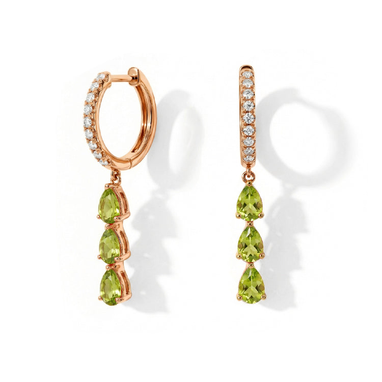 Long Peridot Hoop Earrings