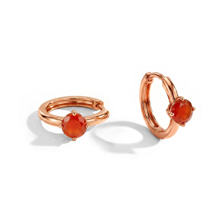 Carnelian Huggies Earrings - Round