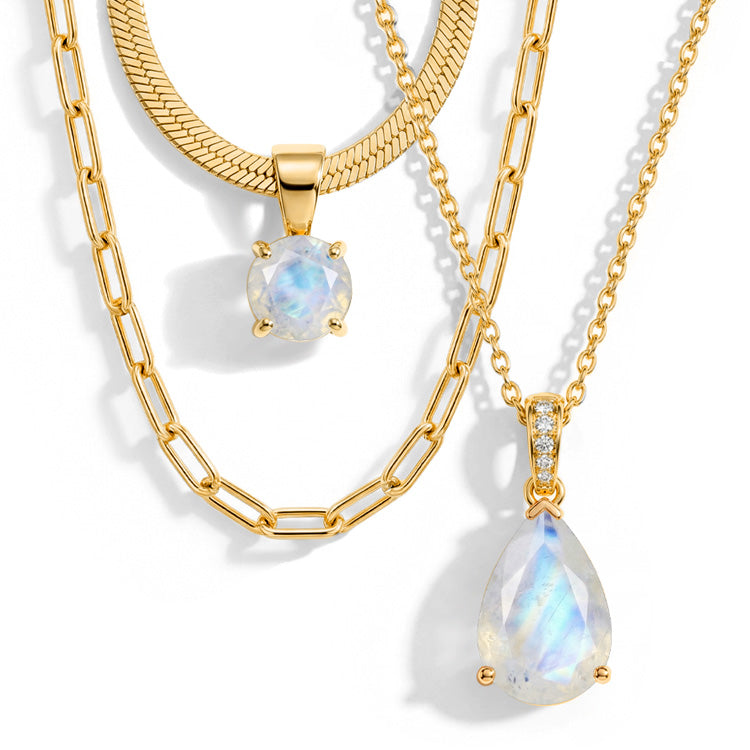 Moonstone Necklace Set - Pear
