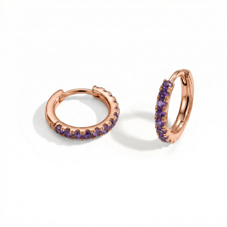 Classic Amethyst Huggies Earrings